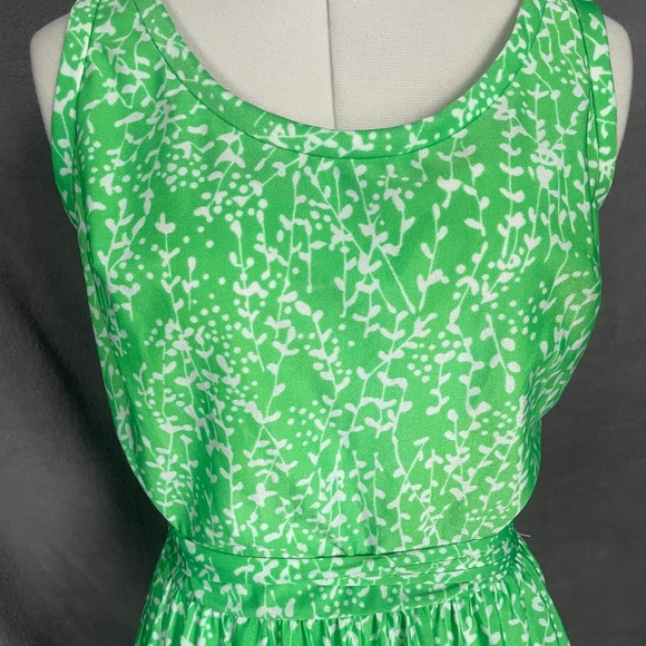 Vintage Green Floral Maxi Dress 60s/70s De Laix Tie Waist - Picture 3 of 13
